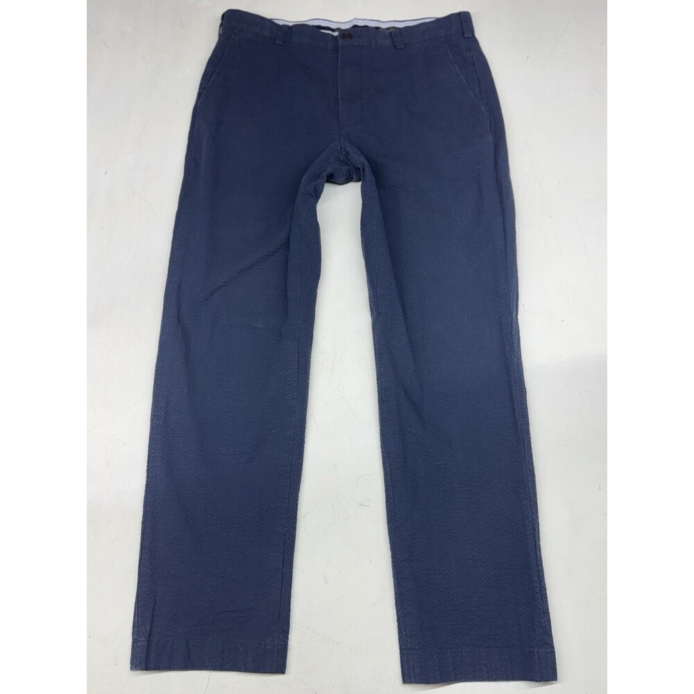 Brooks Brothers Clark Seersucker Chino Pants Mens 3430 Navy Blue Flat Front